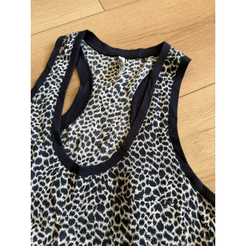 Joie Womens Silk Animal Print Racerback Tank Top Black White Small L10-20145 - Picture 3 of 6